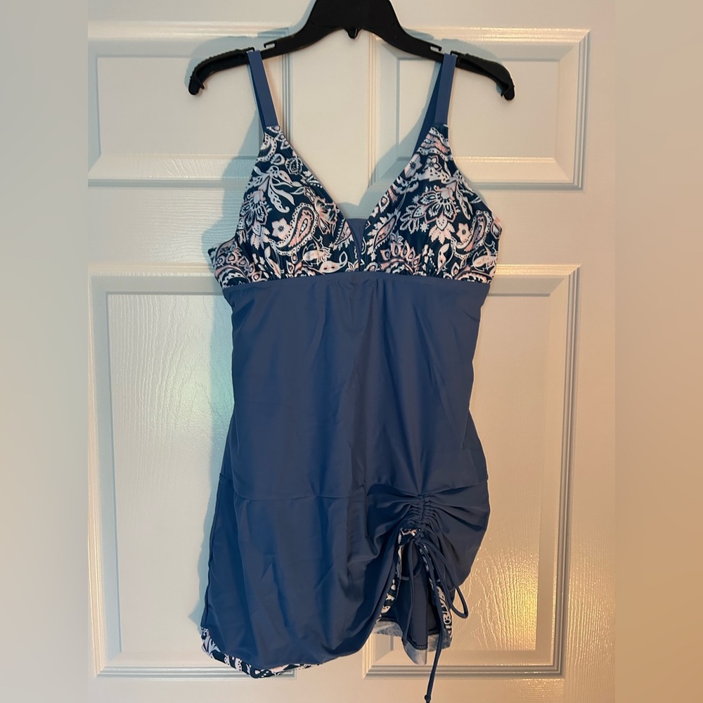 COPY - Blue Floral Women's One Piece Swimsuit Dress